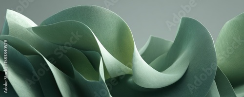 Abstract green waves: flowing shapes and smooth texture in modern design