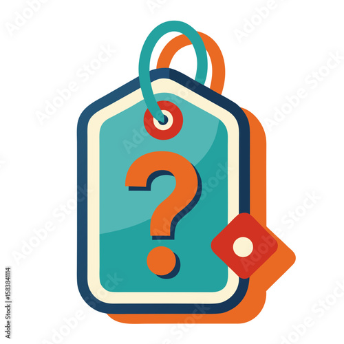 Colorful tag with a question mark in a modern flat design - 2