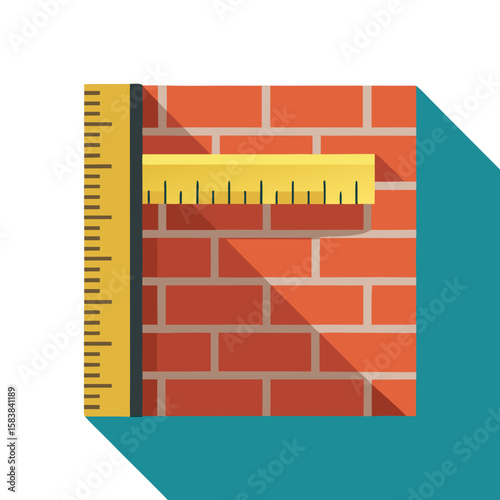 Illustration of a wall with a ruler in a flat design style