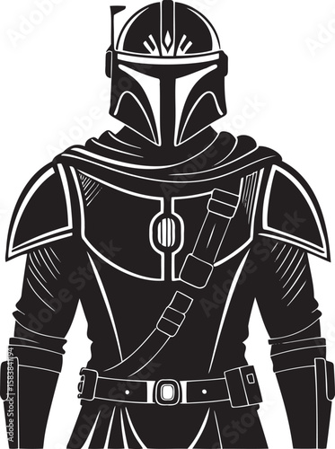 Warrior Helmet Armor Silhouette black white