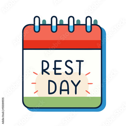 Colorful illustration of a calendar page marked "Rest Day" on a white background