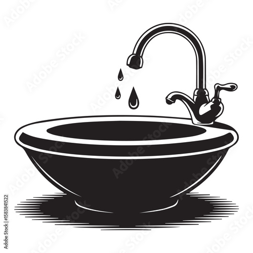 Vintage Style Sink and Faucet with Dripping Water
