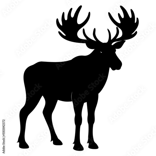 big moose with antlers isolated full length silhou