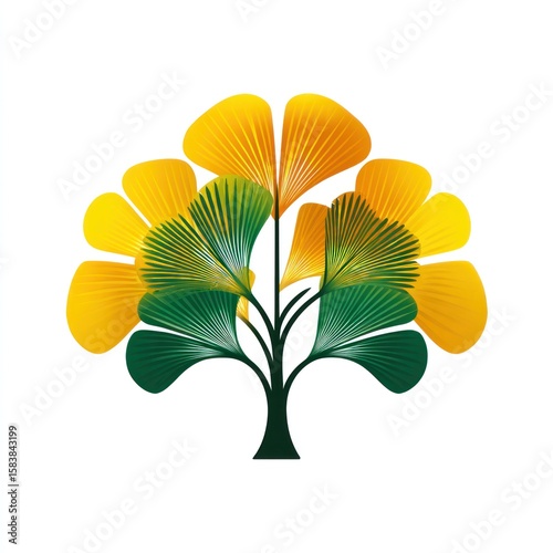 Abstract ginkgo tree graphic