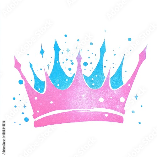 Pink and blue crown graphic