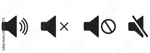 Volume icon set. Speaker icon set. volume icon vector. loudspeaker icon vector. Mute and unmute volume sound. EPS 10