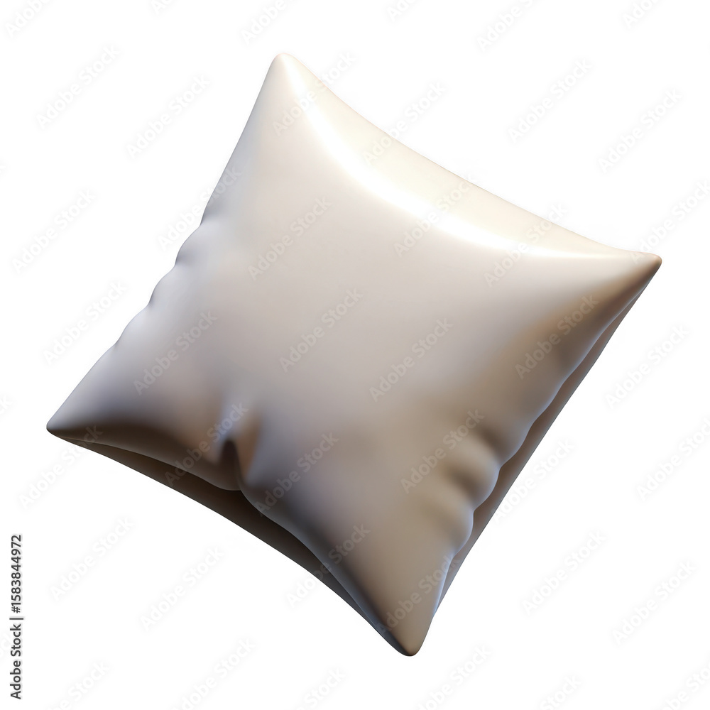 Obraz premium A soft beige 3D cushion with gentle folds isolated on transparent background