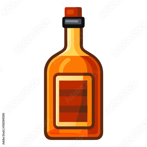 Illustration of a brandy bottle in a flat design style  