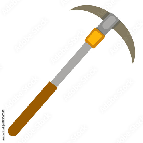 Crowbar tool with curved metal head and wooden handle  