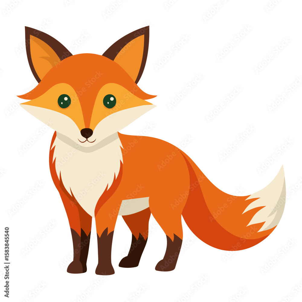 Obraz premium Cartoon fox character standing with a friendly expression 