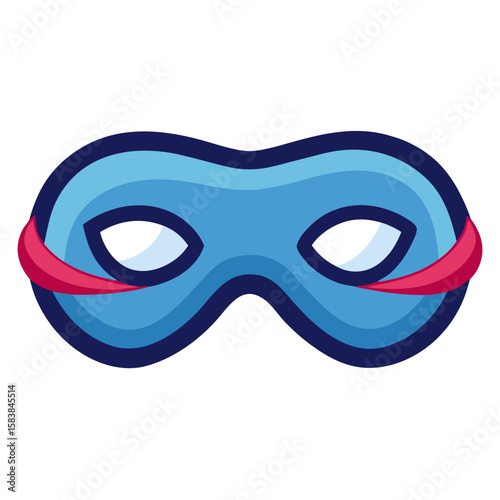 Colorful blue mask with red stripe for costume and celebration  