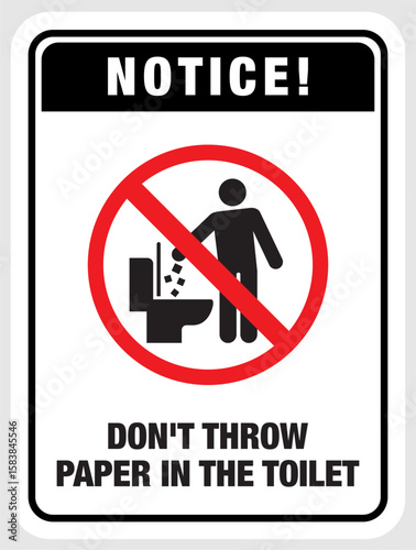 Do not throw papers in the toilet sign vector eps