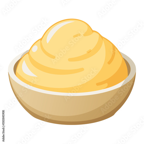 Smooth mashed potatoes in a bowl on white background  