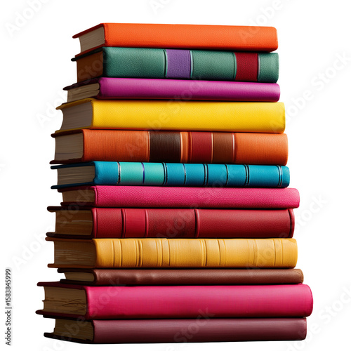 Wallpaper Mural Tall stack of colorful hardcover books is arranged in neat pile, showcasing variety of vibrant covers. books are stacked vertically, creating eye catching display of literature Torontodigital.ca