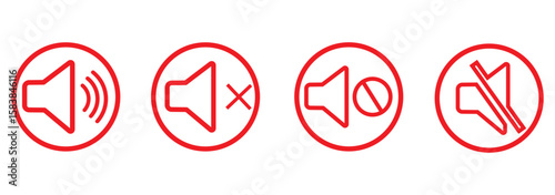 No sound mute speaker volume off audio silence icon. Mute sound icon vector set. speaker icon set. noise icons symbol. sound level. silent signs. Volume symbol eps 10