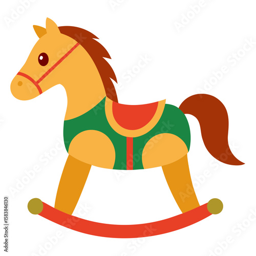 Colorful rocking horse toy in playful design for children's room  