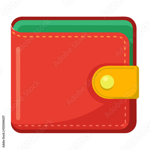 Free Download Red wallet with yellow clasp and green interior design   - GFXLoad