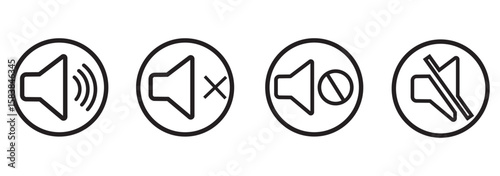 No sound mute speaker volume off audio silence icon. Mute sound icon vector set. speaker icon set. noise icons symbol. sound level. silent signs. Volume symbol eps 10