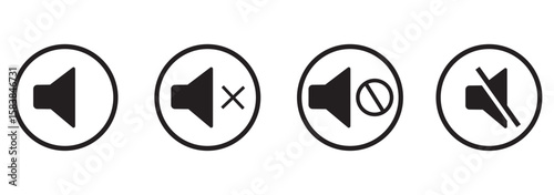Mute speaker volume off audio silence icon. Mute sound icon vector set. speaker icon set. sound level. silent signs. Volume symbol. EPS 10