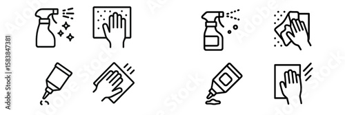 Cleaning tools and supplies for home maintenance and sanitization during spring cleaning activities