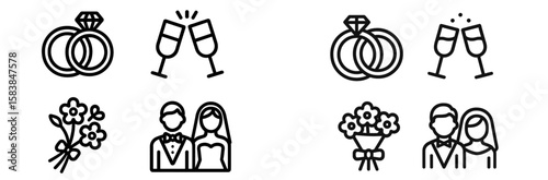 Celebrating love with wedding rings, toasts, flowers, and happy couples at a joyful ceremony