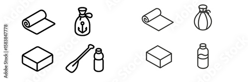 Icons representing various storage items and containers used in activities and crafts at a workshop setting in the afternoon