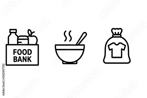 Food bank symbolizing community support with items representing assistance during challenging times