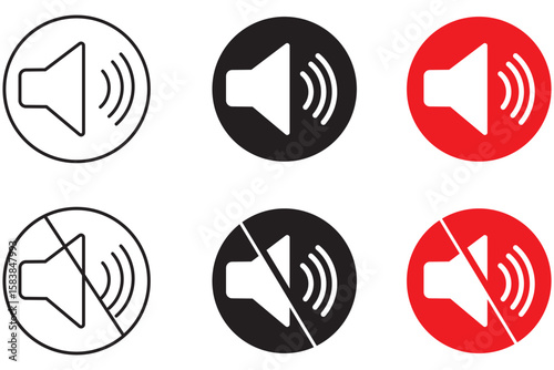 Sound off icon set. Simple sound volume and audio mute mark symbol design illustration. Volume icon set. EPS 10