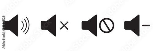 Sound on off icons vector in line style . sound volume and mute icon. Volume allow and volume prohibit icon set. Sound and Mute. Volume icon set. EPS 10