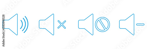 Sound on off icons vector in line style . sound volume and mute icon. Volume allow and volume prohibit icon set. Sound and Mute. Volume icon set. EPS 10