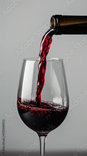 Red wine pouring into a glass with elegance.