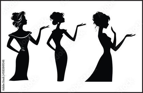Elegant Women Silhouette Vector Set