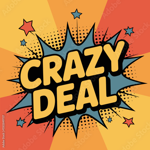 Crazy Deal graphic design with colorful burst background for Black Friday  