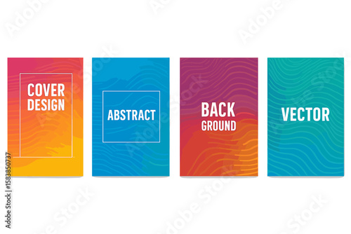 Abstract gradient cover design template set. Modern background with wavy lines pattern. Vector collection for brochure, poster, book, magazine, annual report, presentation.