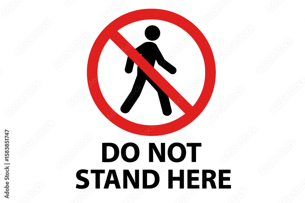 No Standing Zone Warning Sign, No Walking Pedestrian Symbol, Red Prohibition Circle, Safety Notice, Do Not Stand Here, Vector Illustration, Caution Signage, Transparent Background Graphic No Standing Zone Warning Sign, No Walking Pedestrian Symbol, Red Prohibition Circle, Safety Notice, Do Not Stand Here, Vector Illustration, Caution Signage, Transparent Background Graphic