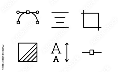 Minimalistic editing icon set on dark background