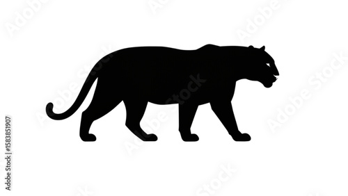 Stately jaguar silhouette design element in solid black, a versatile graphic for logos, apparel, and branding related to wildlife or sport teams.