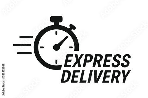 Express delivery icon with a stopwatch or timer symbol. Fast delivery and urgent shipping service concept for logistics, apps and websites. Quick move and fast time.