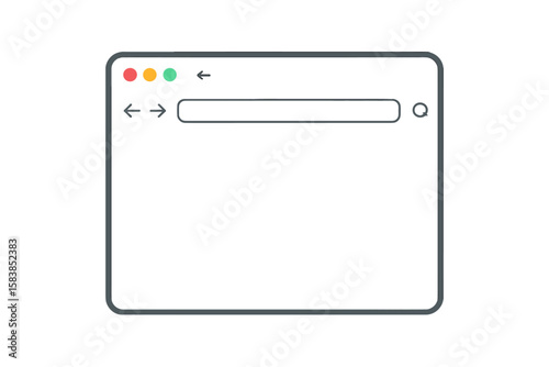 Minimalist Flat Design Internet Browser Window Template, Modern Web Browser Interface Mockup, Simple Empty Browser Screen, Clean UI, Transparent Background, User Interface Concept, Web Template