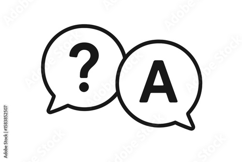Question and Answer icon. Q&A symbol in chat bubbles. FAQ, support, and help concept. Vector illustration for web and mobile. Dialogue, problem, and solution sign.