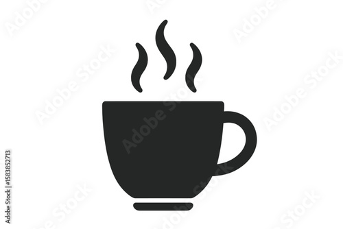 Hot Coffee Cup and Mug with Steam, Tea and Coffee Drink Flat Vector Icon for Food Apps, Websites, Transparent PNG and Vector Illustration
