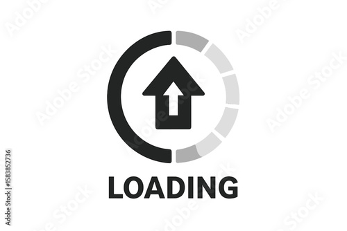 Loading Progress Icon, System Update Arrow Symbol, Upgrade Application Progress, Modern Circular Loading Bar, Web and App Interface, Vector Illustration, Technology Concept