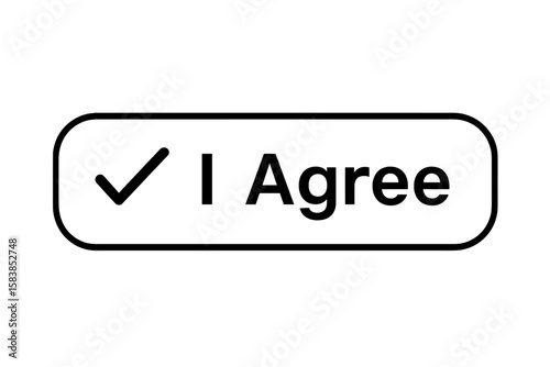 I Agree button vector icon. Web element with checkmark for user interface design. Accept, confirm, and consent concept for website forms and terms of service agreements.
