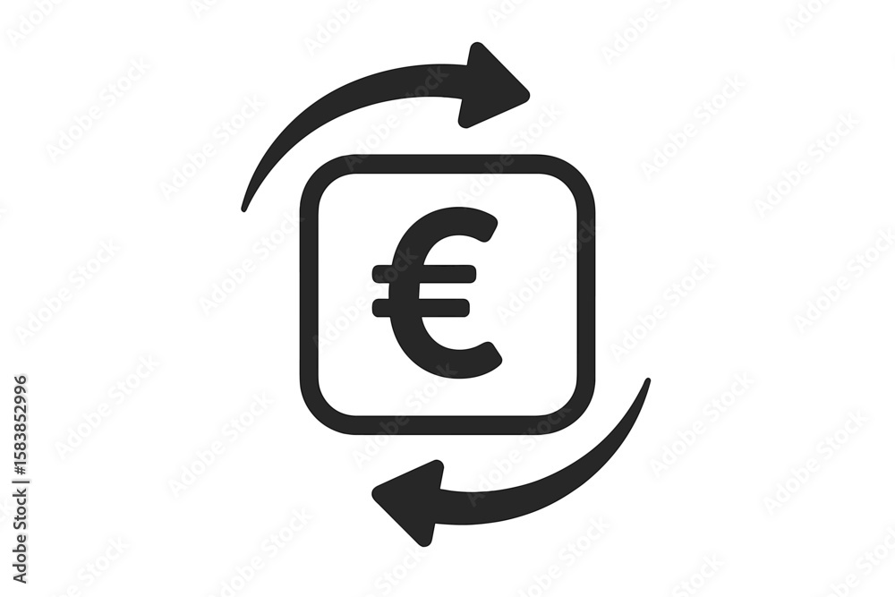 Euro Currency Exchange Transfer Icon. Cashback Symbol. Financial Transaction Arrow Sign. Mobile Banking App UI Web Design. Vector Illustration Isolated on Transparent Background. Euro Currency Exchange Transfer Icon. Cashback Symbol. Financial Transaction Arrow Sign. Mobile Banking App UI Web Design. Vector Illustration Isolated on Transparent Background.