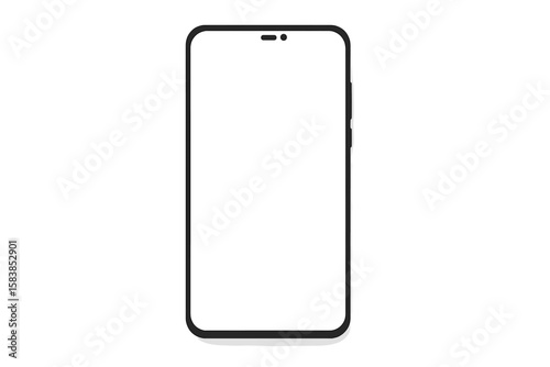 Mobile phone mockup vector illustration with transparent background, sleek smartphone display, modern device PSD template, digital gadget design for UI, app, and tech presentations