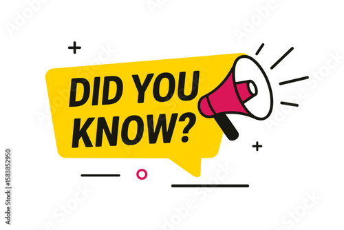 Did You Know Banner Vector, Modern Megaphone Label, Web Announcement Design, Business Marketing Loudspeaker, Advertising Promotion Tag, Life Hacks Blog Element, Attention Grabbing Notice