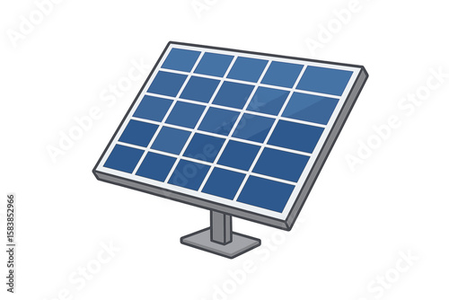 Solar panel vector illustration isolated. Renewable energy concept for green power and sustainability. Photovoltaic cell technology for electricity production from the sun.