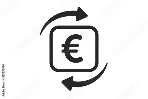 Euro Currency Exchange Transfer Icon. Cashback Symbol. Financial Transaction Arrow Sign. Mobile Banking App UI Web Design. Vector Illustration Isolated on Transparent Background.
