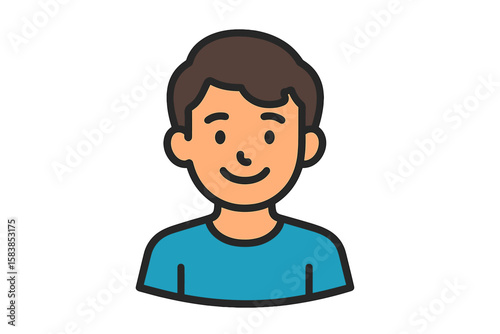 Man boy avatar vector icon. Smiling happy young person character illustration. Simple flat cartoon design for user profile pictogram. Male headshot portrait graphic element.
