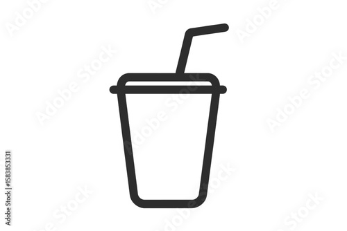 Plastic cup with straw vector icon. Soda drink in disposable cup symbol. Fast food takeaway beverage concept. Refreshment, soft drink, juice or coffee to go sign.